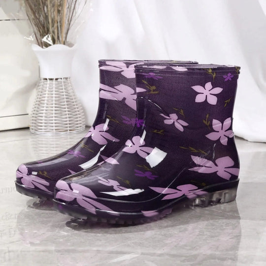 R&B | Gummistiefel Wasserdicht mittelhoch Bedruckt Slip on Grip Sohle