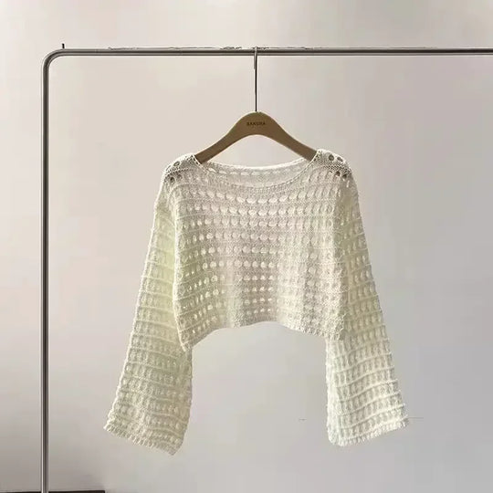 R&B | Langes Gehäkeltes Strickoberteil für Frauen