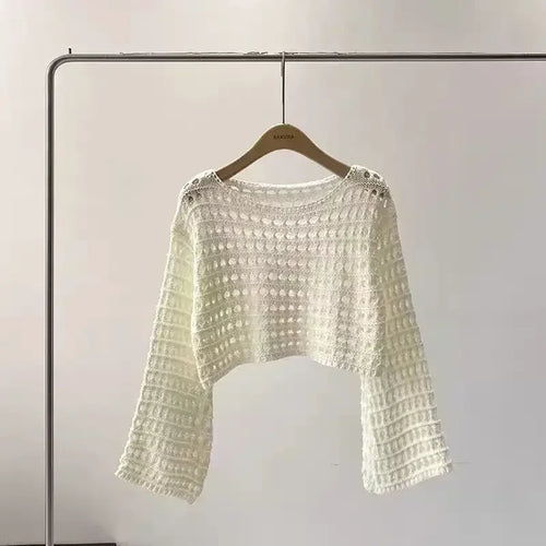 R&B | Langes Gehäkeltes Strickoberteil für Frauen