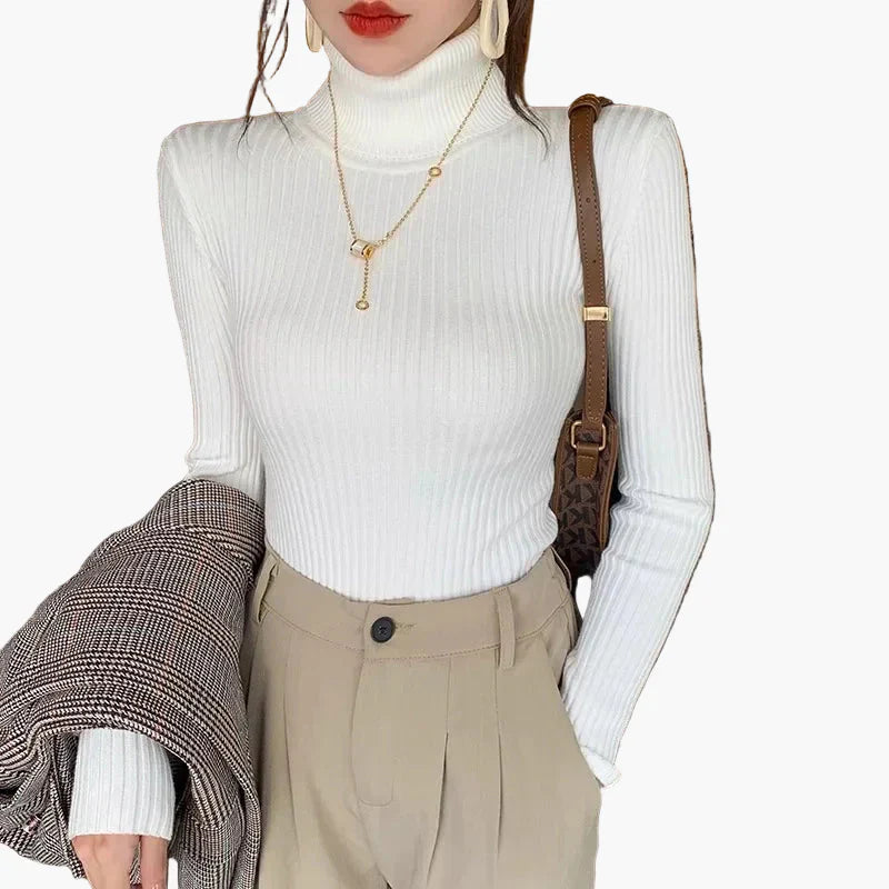 R&B | Rollkragenpullover Gerippt Basic Langarm - Vielseitiger Herbst & Winter Look