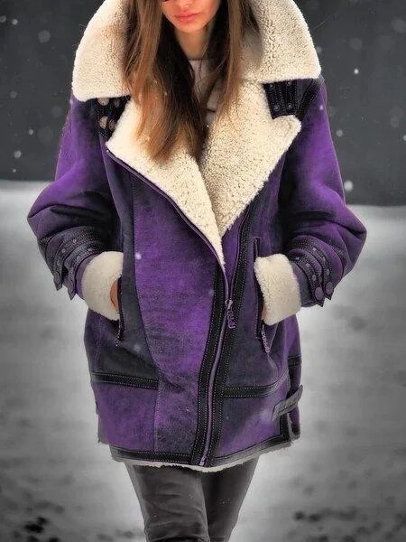 R&B | Wildleder Sherpa Jacke für Frauen