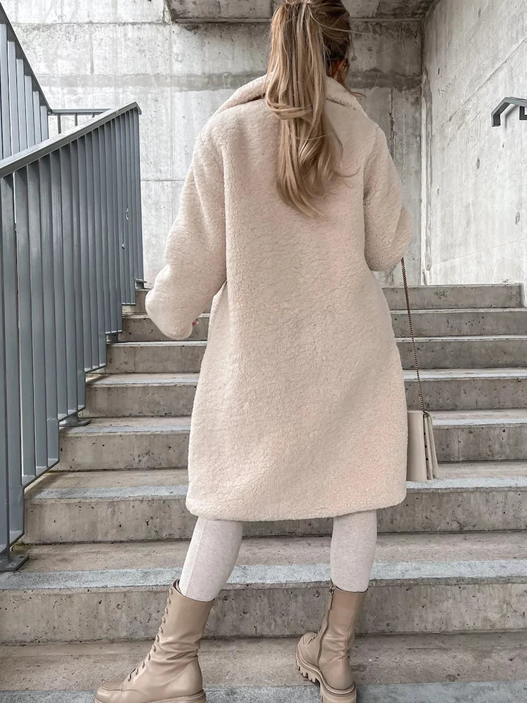 R&B | Fleece lange Winterjack für Damen - weiche und warme Jacke