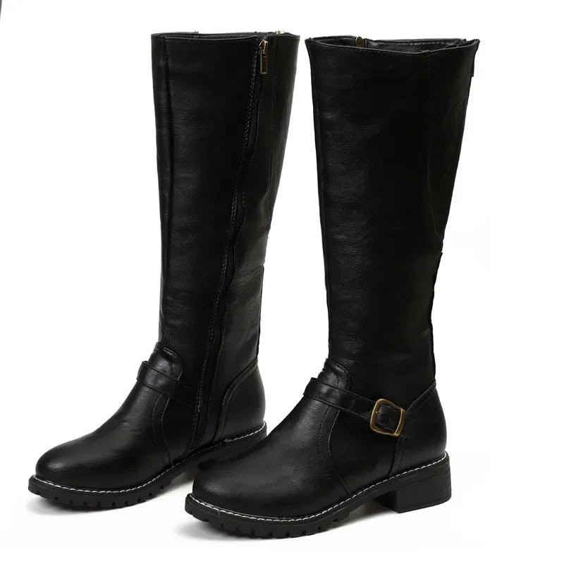 R&B | High-Top Biker Stiefel mit Blockabsatz und Schnallendesign