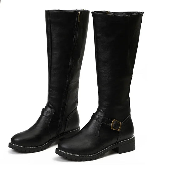R&B | High-Top Biker Stiefel mit Blockabsatz und Schnallendesign