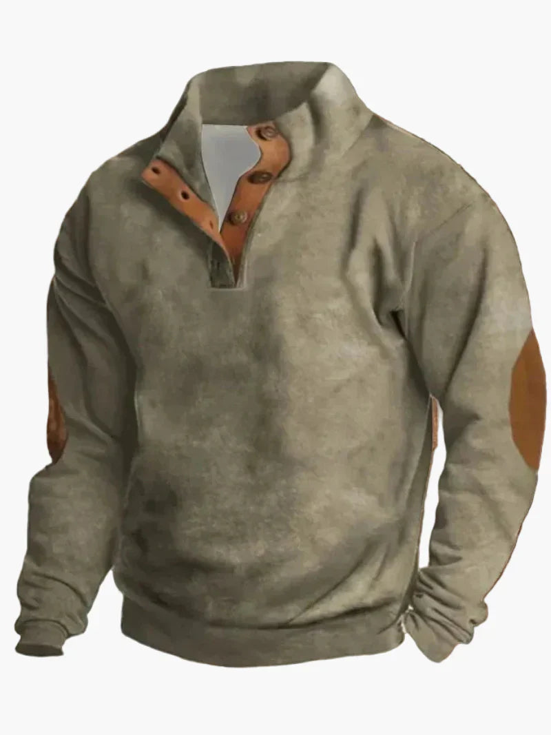 R&B | Retro Cowboy Sweatshirt mit Digitaldruck und Stehkragen - Western Casual Pullover für Outdoor und Freizeit