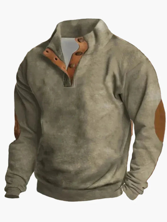 R&B | Retro Cowboy Sweatshirt mit Digitaldruck und Stehkragen - Western Casual Pullover für Outdoor und Freizeit