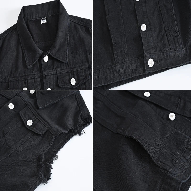 R&B | Zerrissene Ärmellose Jeansjacke für Männer