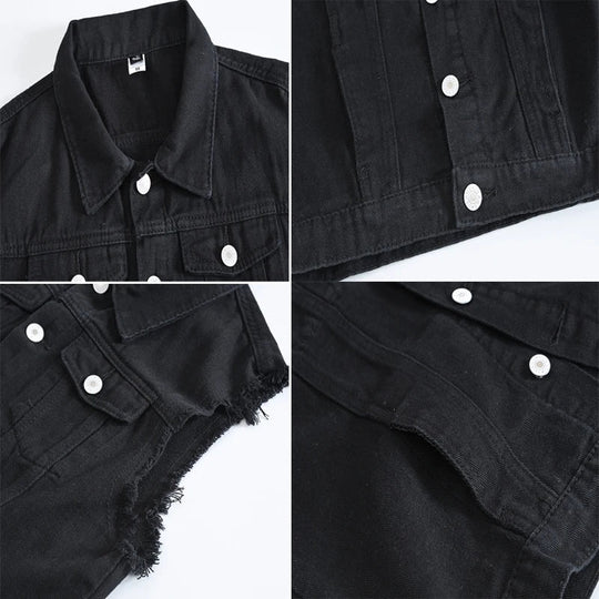 R&B | Zerrissene Ärmellose Jeansjacke für Männer