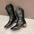 R&B | Retro-Western-Cowboystiefel mit Seitlichem Reißverschluss Mittlerem Schaft Fluoreszierende Spitze Zehen