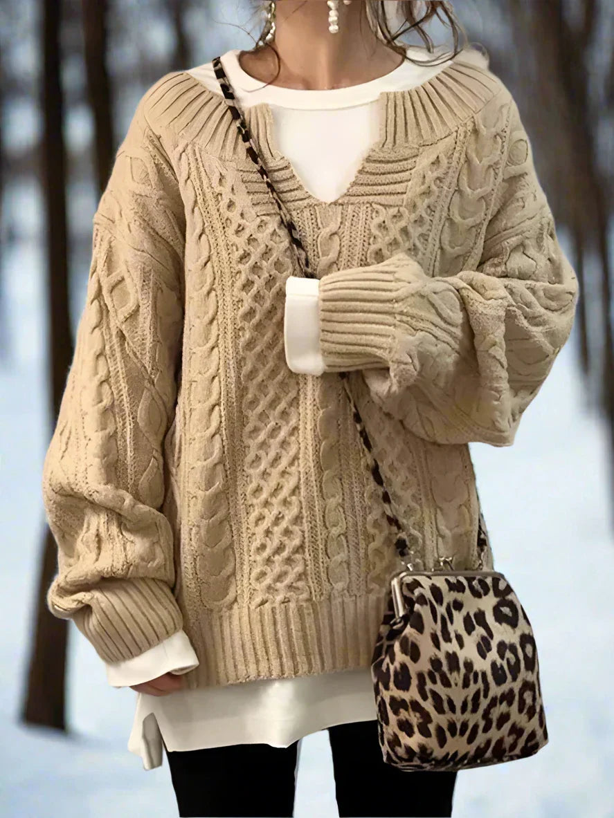 R&B | Wolle Kabelstrickpullover Übergröße Strickpullover