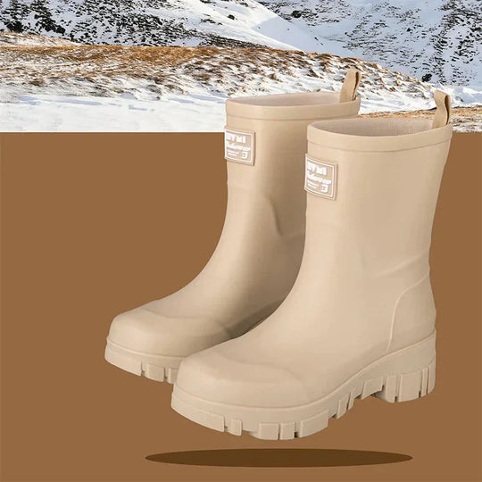R&B | Damen Chelsea wasserdichte Stiefel mit Blockabsatz & gemusterter Sohle