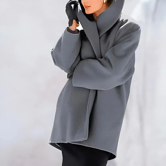 R&B | Eleganter warmer langer Wintermantel mit Knopfverschluss ideal für Herbst/Winter