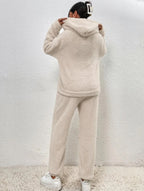 R&B | Weiche Teddyjacke Damen Loungewear Satz mit Kapuze