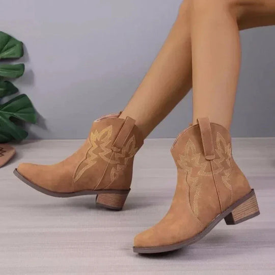 R&B - PU niedriger Absatz rutschfeste Damen Cowboystiefel