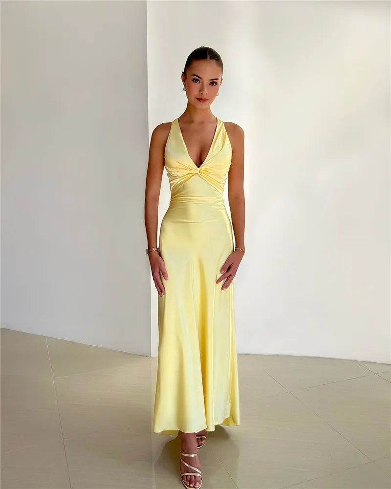 R&B | Schleife Rückenfrei Abend Maxi Kleid