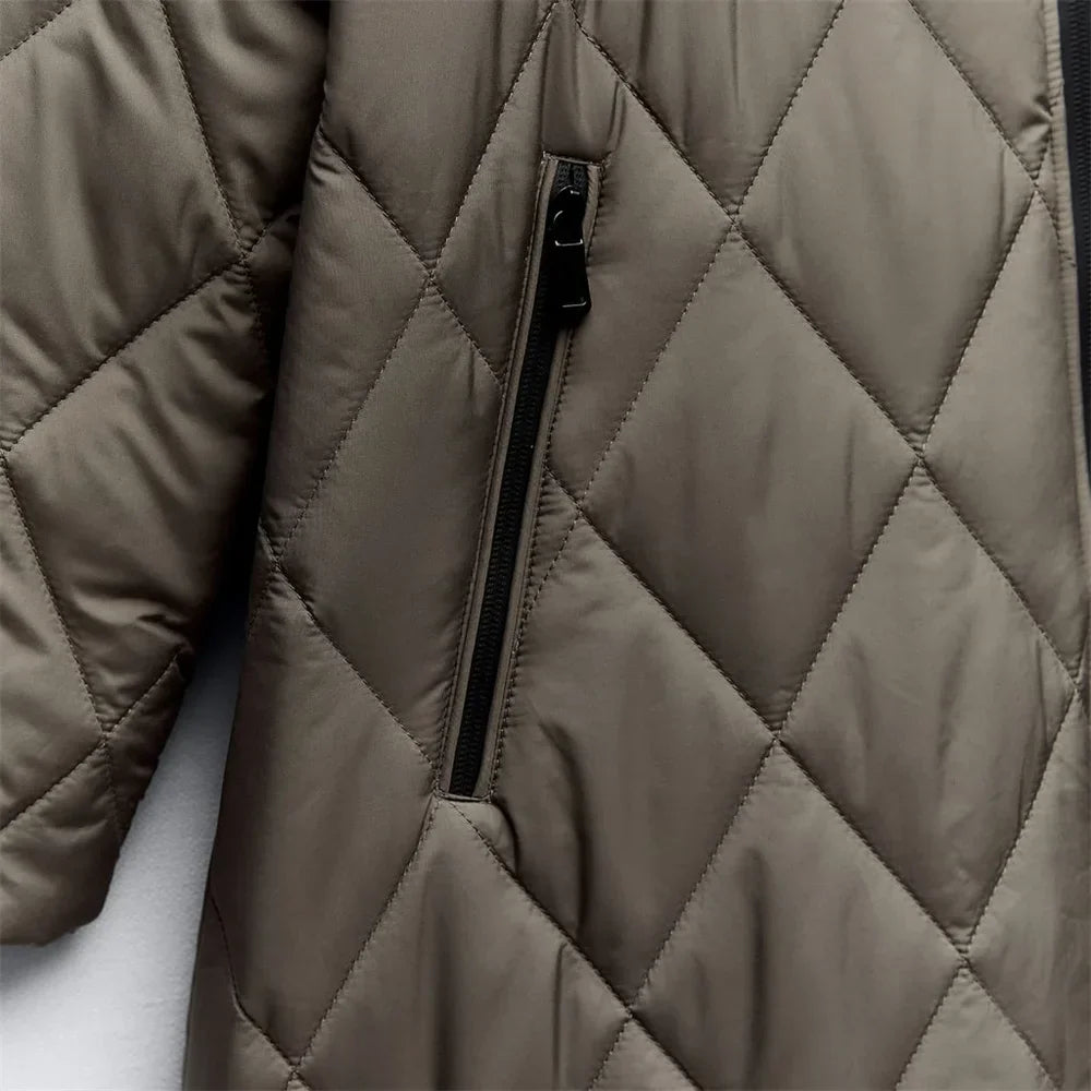 R&B | Lässige Knielange Jacke mit Reißverschlussdetail