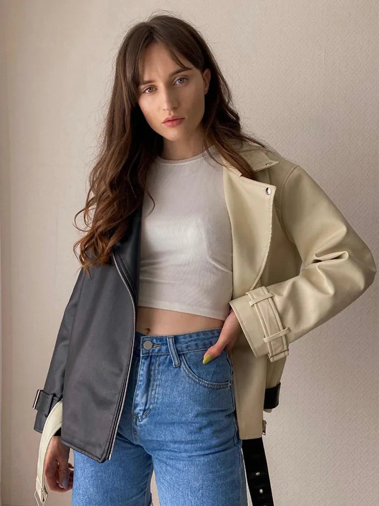 R&B | Colour Block Lederjacke Für Damen