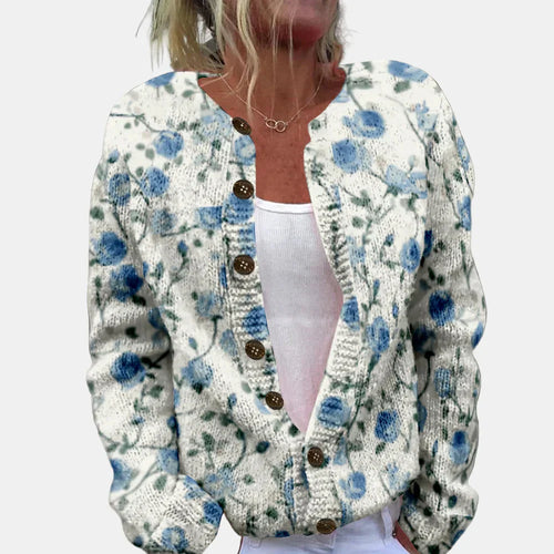 R&B | Chic Blau Gedruckter Cardigan