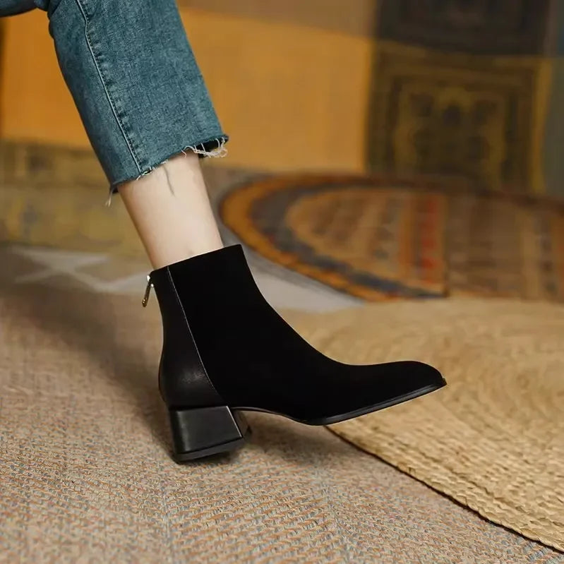 Bequeme Ankle Boots mit rutschfester Reißverschluss und runder Spitze R&B