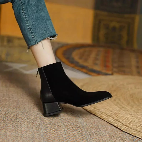 Bequeme Ankle Boots mit rutschfester Reißverschluss und runder Spitze R&B