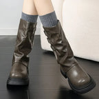 R&B | Chunky-Heel-Biker-Stiefel für Damen mit Riemen-Details