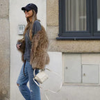 R&B | Stylische und warme Damenjacke aus Plüsch-Imitatfell