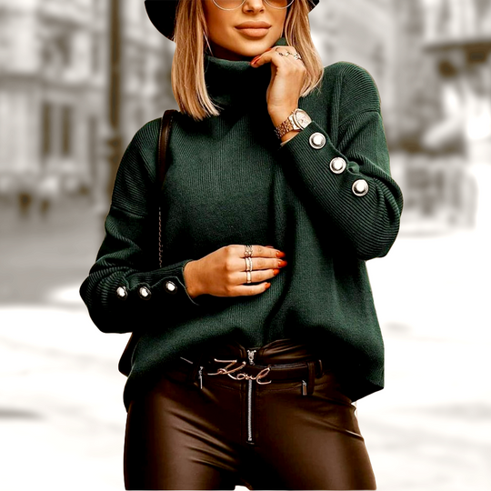 R&B | Buttoned Damen Rollkragenpullover mit Stilvollem Detail