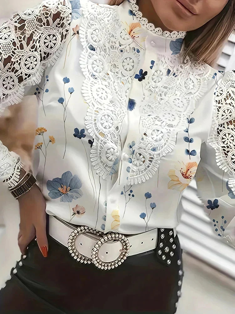 R&B | Kragen Spitze Patchwork Bluse