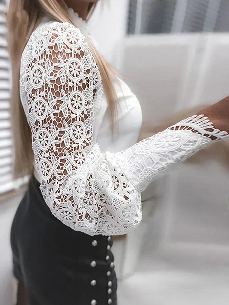 R&B | Kragen Spitze Patchwork Bluse