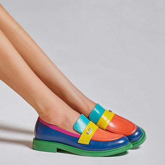 R&B | Multi Color Block Echtes Leder Loafer