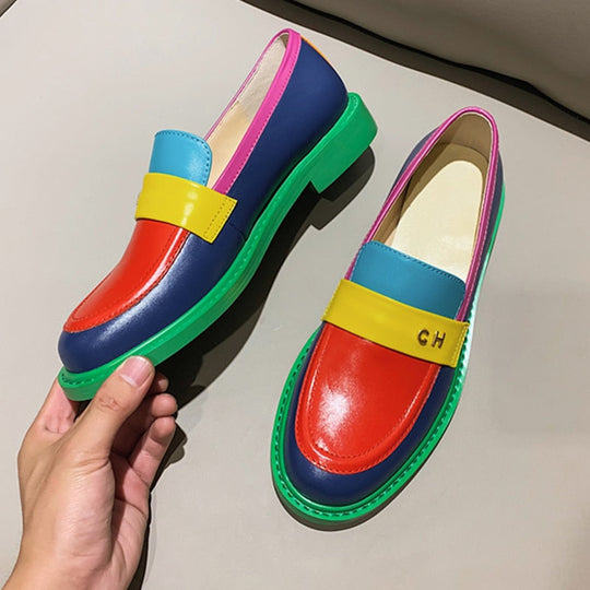 R&B | Multi Color Block Echtes Leder Loafer