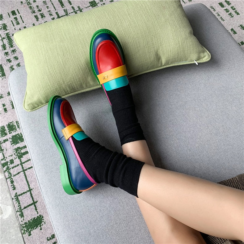 R&B | Multi Color Block Echtes Leder Loafer
