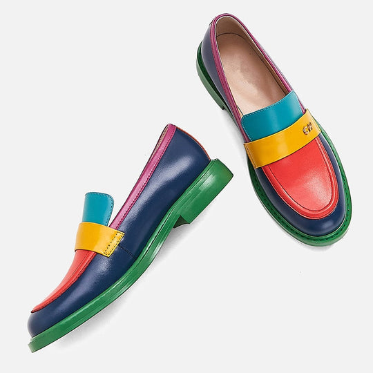 R&B | Multi Color Block Echtes Leder Loafer
