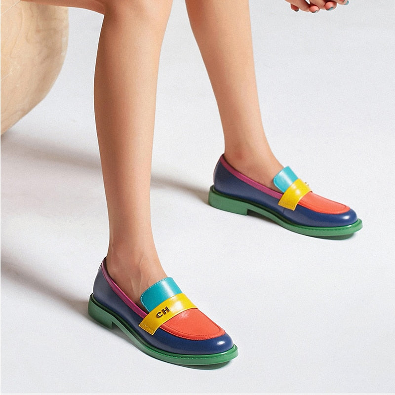 R&B | Multi Color Block Echtes Leder Loafer