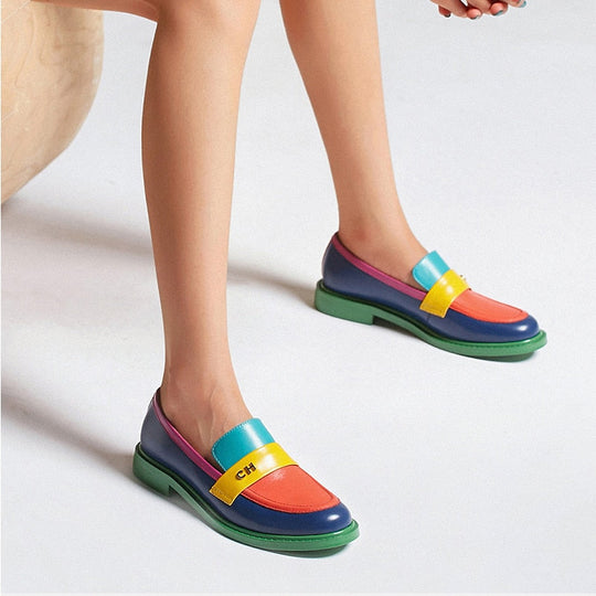 R&B | Multi Color Block Echtes Leder Loafer