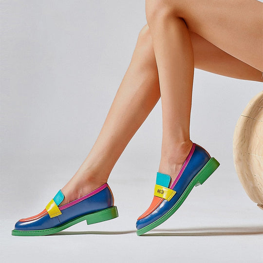 R&B | Multi Color Block Echtes Leder Loafer
