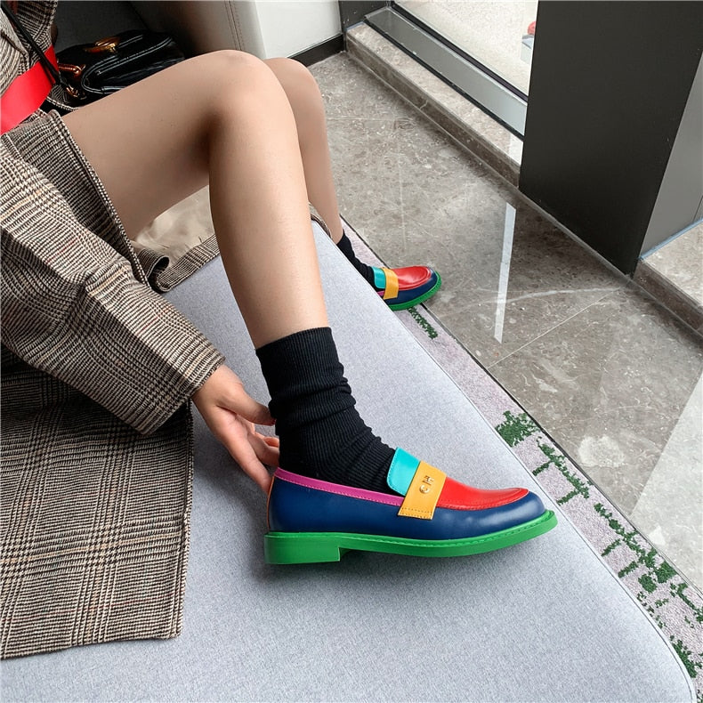 R&B | Multi Color Block Echtes Leder Loafer