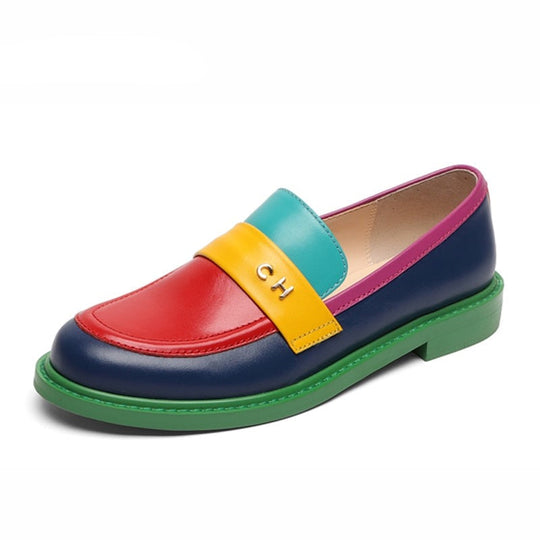 R&B | Multi Color Block Echtes Leder Loafer