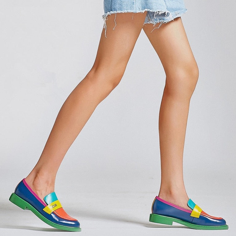 R&B | Multi Color Block Echtes Leder Loafer