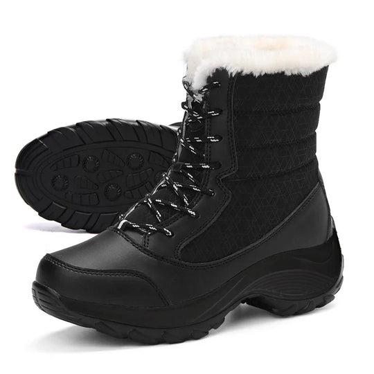R&B | Damen wasserdichte Winterstiefel mit Plattform und Fellfutter