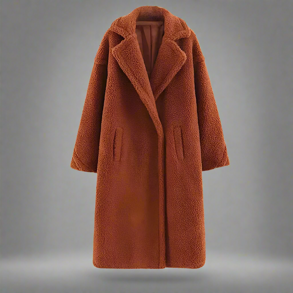 R&B | Teddy Mantel Langer Faux Shearling Lässiger Schnitt Eleganter Reverskragen