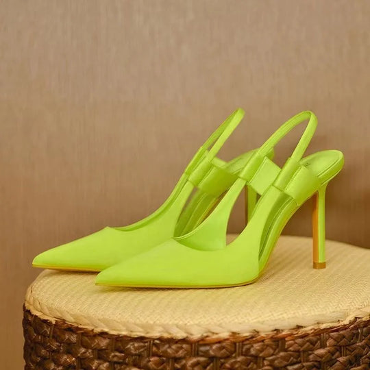 Slingback-Absätze - Spitzenzehen - Hoher Absatz - Slingback-Pumps - Damenabsätze Heidi Mode
