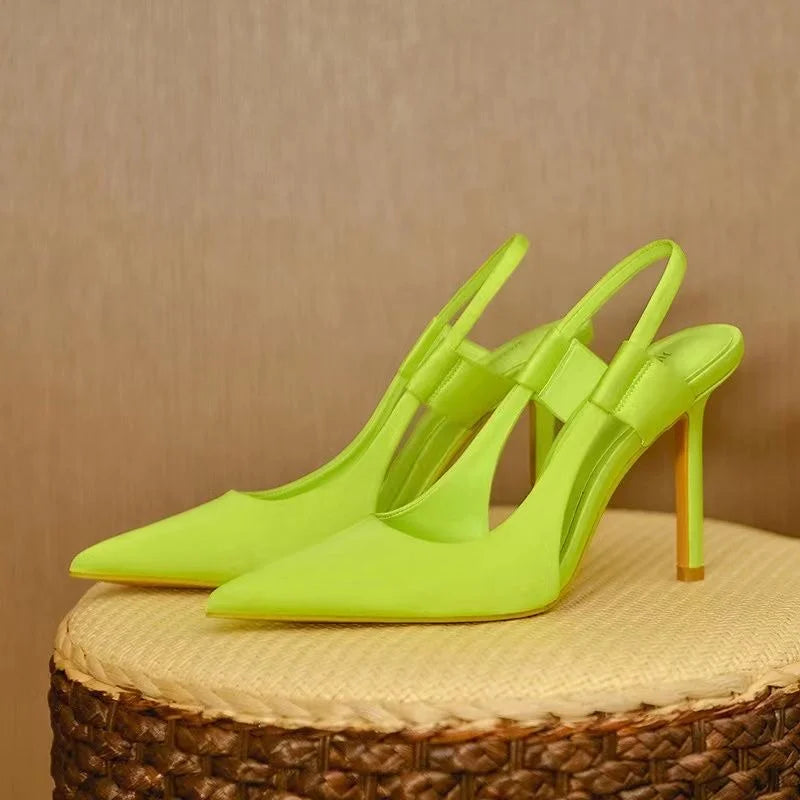 Slingback-Absätze - Spitzenzehen - Hoher Absatz - Slingback-Pumps - Damenabsätze Heidi Mode