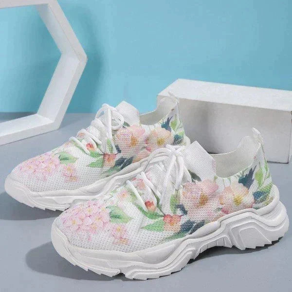 Slip-On Sneakers - Blumen - Gehen - Mesh Sneakers - Damen Schuhe R&B