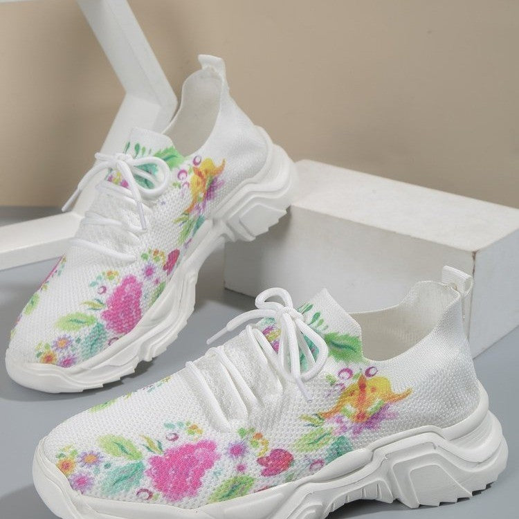 Slip-On Sneakers - Blumen - Gehen - Mesh Sneakers - Damen Schuhe R&B