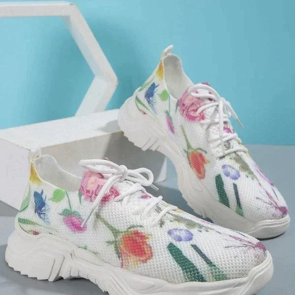 Slip-On Sneakers - Blumen - Gehen - Mesh Sneakers - Damen Schuhe R&B