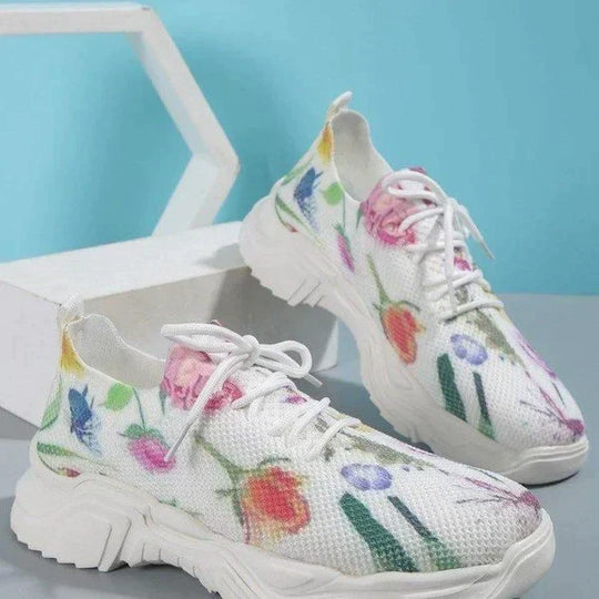 Slip-On Sneakers - Blumen - Gehen - Mesh Sneakers - Damen Schuhe R&B