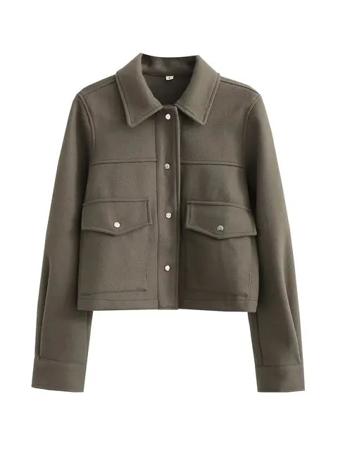 R&B | Damenwolljacke mit Umlegekragen und Knopfleiste