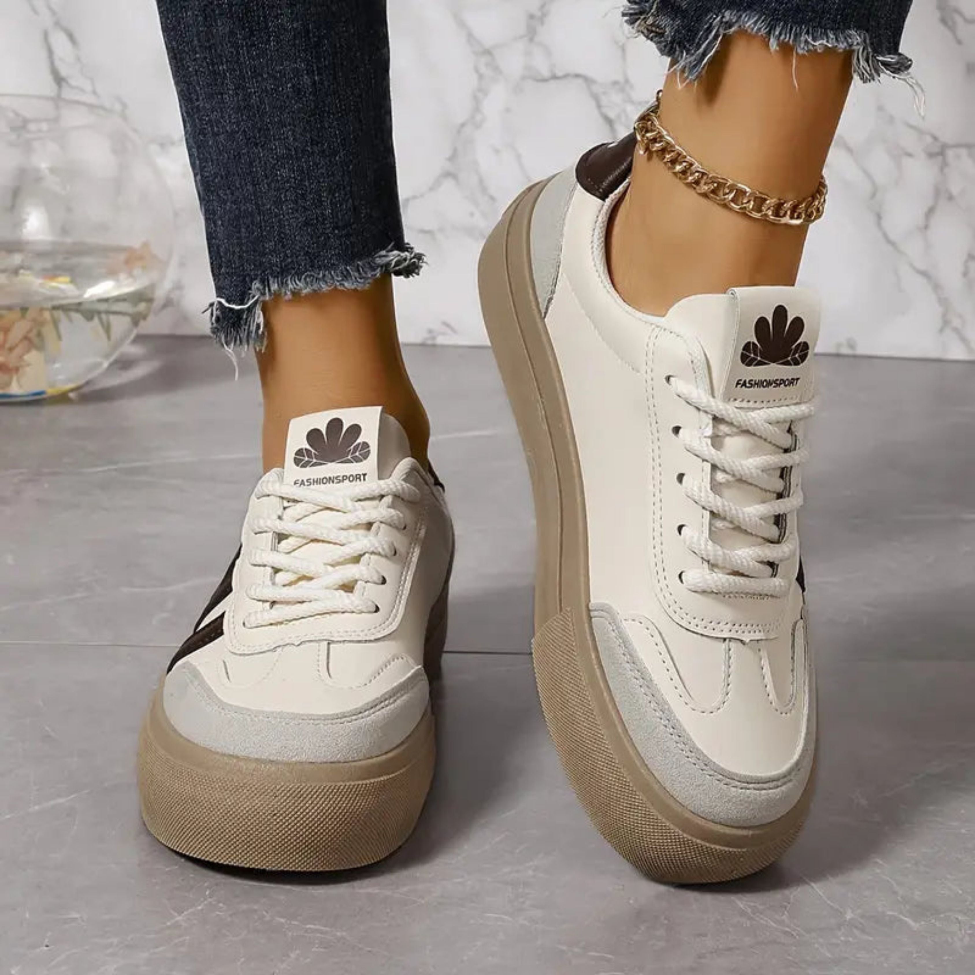 Sneaker | 3 Streifen | Schnürung | Weiße Sneaker | Damenschuhe R&B