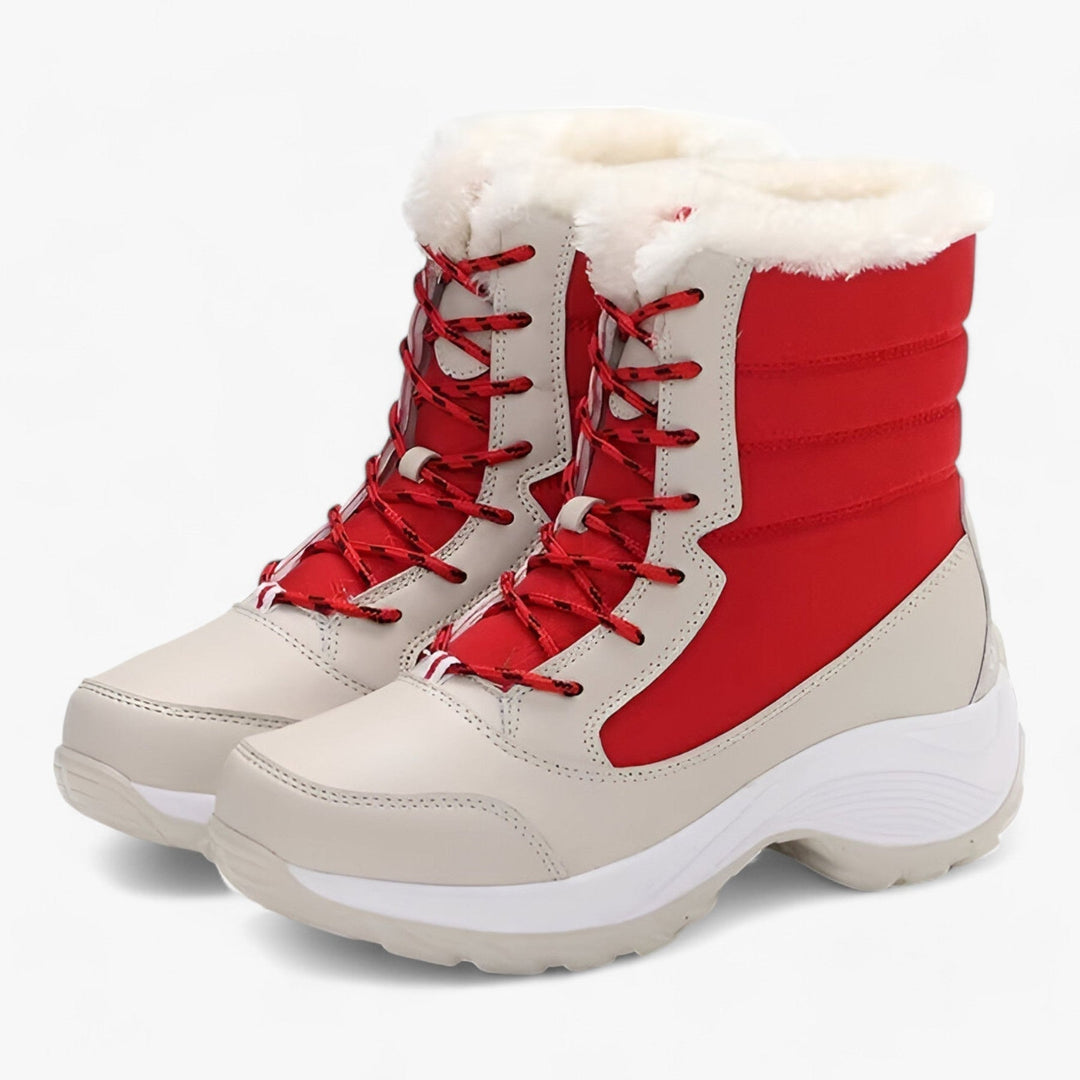 Schneestiefel | Schnürsenkel | Rutschfest | Mit Pelz gefütterte Stiefel | Damen Winterstiefel R&B